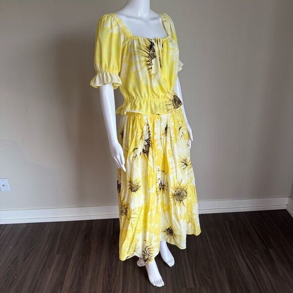 Zara Sunflower Print Two Piece Dress With Ruffles Size M - Picture 3 of 7